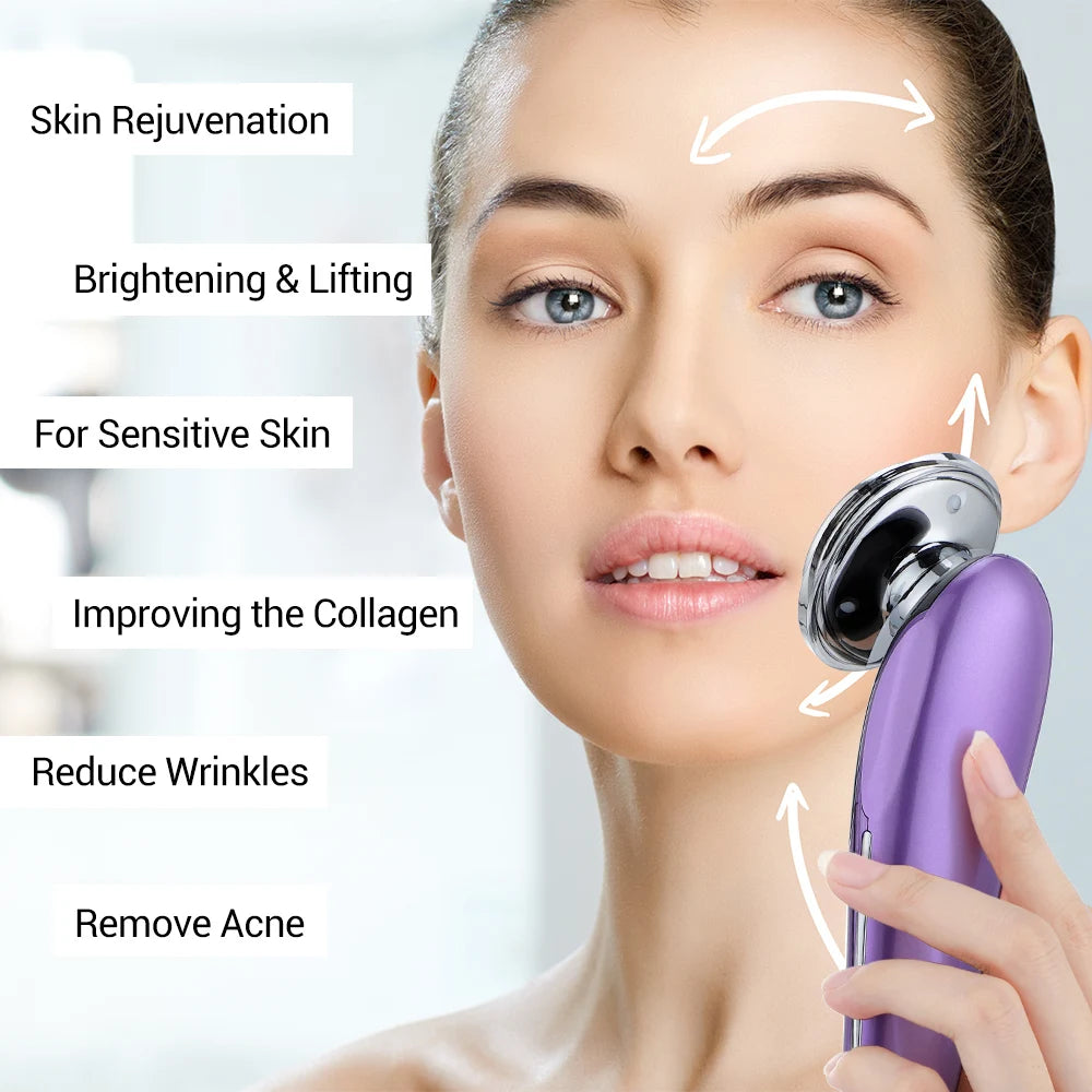 7 in 1 EMS Microcurrent Beauty Device Face Lifting Machine Skin Rejuvenation Anti Wrinkle Face Cleaning Vibration Massager