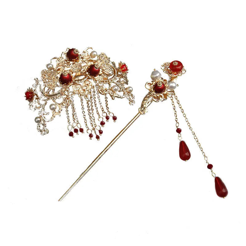 Hanfu Decor Daily Wear Pearls Wedding Hair Comb Hair Pins Bridal Hair Crown good-looking Headband with Flowers For Women Girl