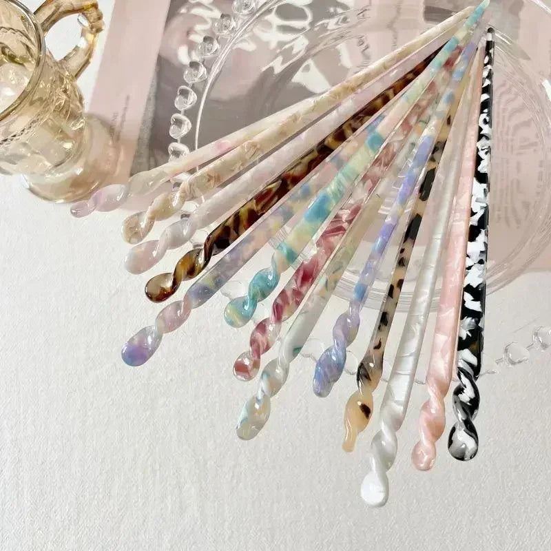 Fashion Chinese Style Women Hairpins Clips Hair Sticks Vintage Acetate Chopstick Wedding Jewelry Girl Beauty Styling Accessories