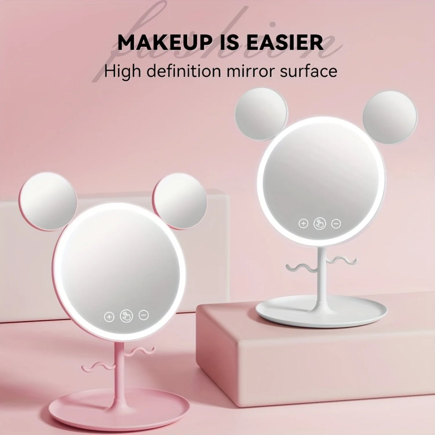 LED Beauty Makeup Mirror With Magnifying Mirror  Cute Desktop Lighted Beauty Mirror With Stand Great Gift For Women Mirror wall