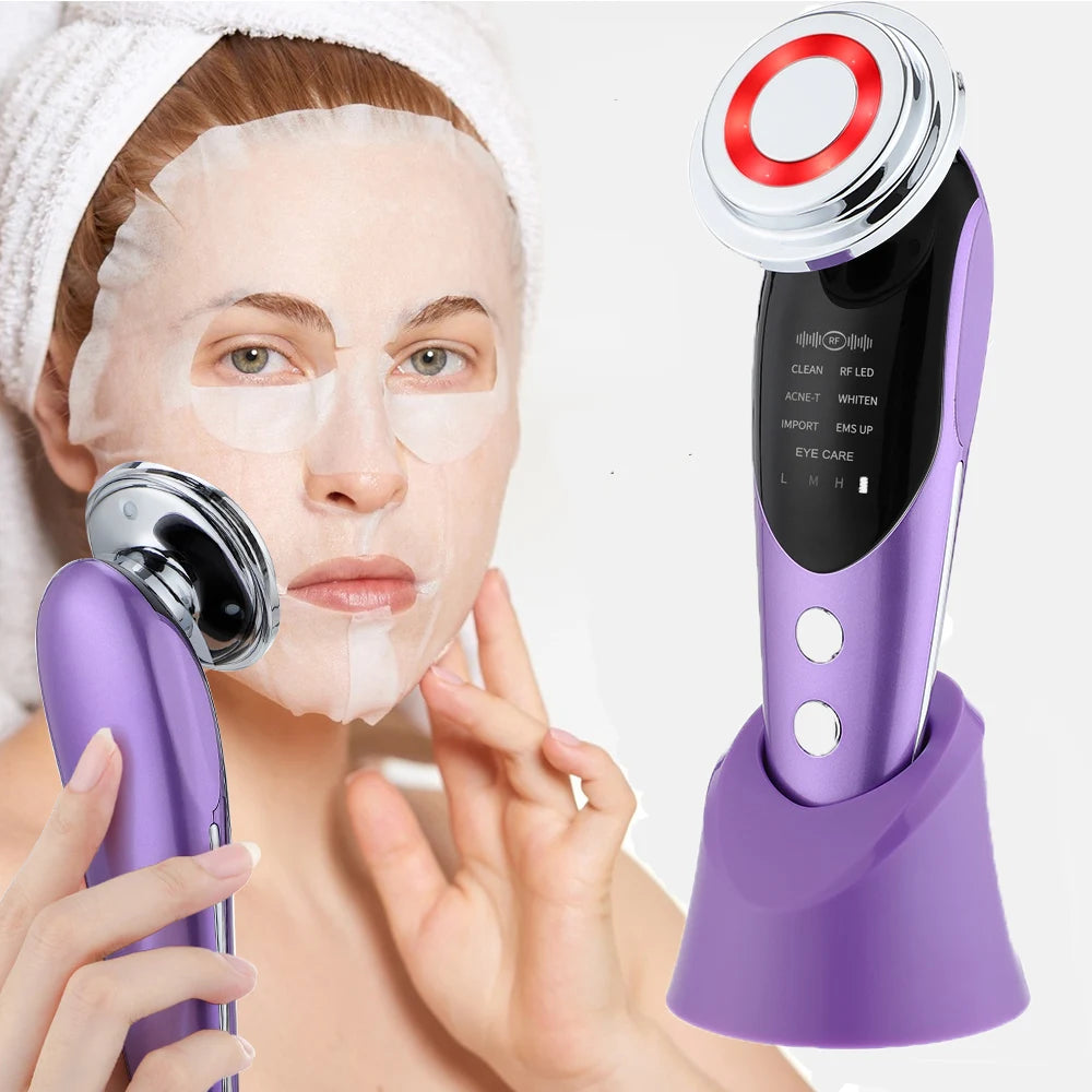 7 in 1 EMS Microcurrent Beauty Device Face Lifting Machine Skin Rejuvenation Anti Wrinkle Face Cleaning Vibration Massager