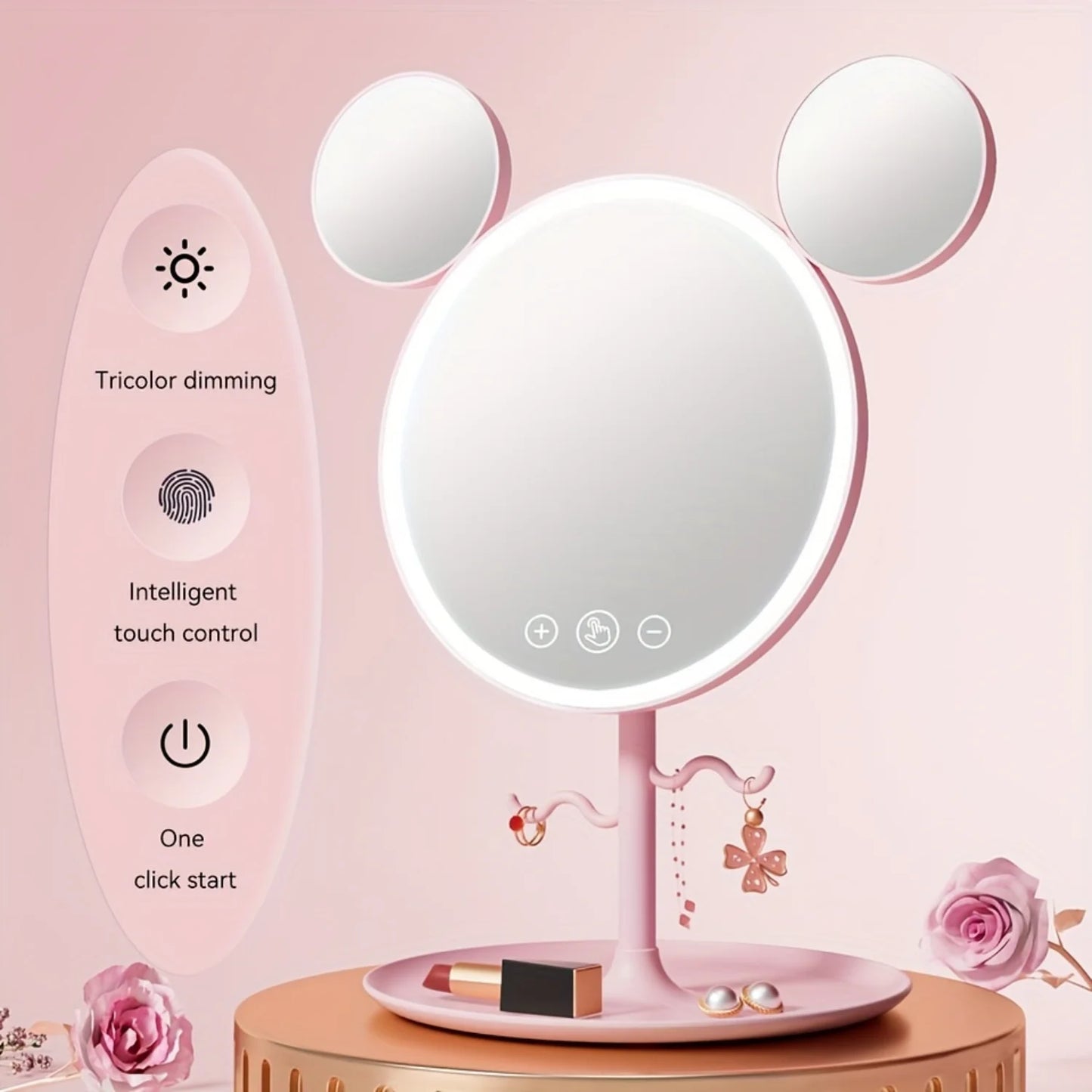 LED Beauty Makeup Mirror With Magnifying Mirror  Cute Desktop Lighted Beauty Mirror With Stand Great Gift For Women Mirror wall