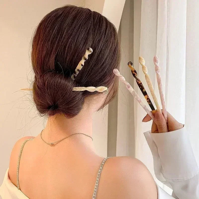 Fashion Chinese Style Women Hairpins Clips Hair Sticks Vintage Acetate Chopstick Wedding Jewelry Girl Beauty Styling Accessories