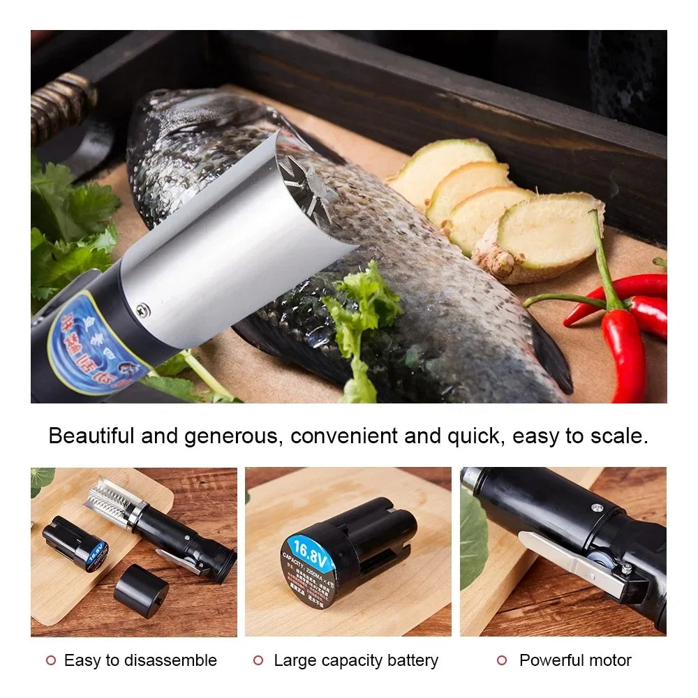 Seafood Knif 120W Waterproof Electric Fish Scale Scraper Fishing Clean Easy Fish Stripper Remover Cleaner Tool Charging Adapter